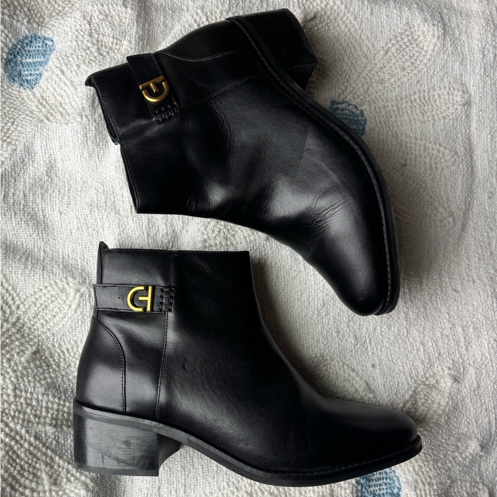 Cole Haan Women's Holis Buckle Ankle Boot Black Leather Size 9B